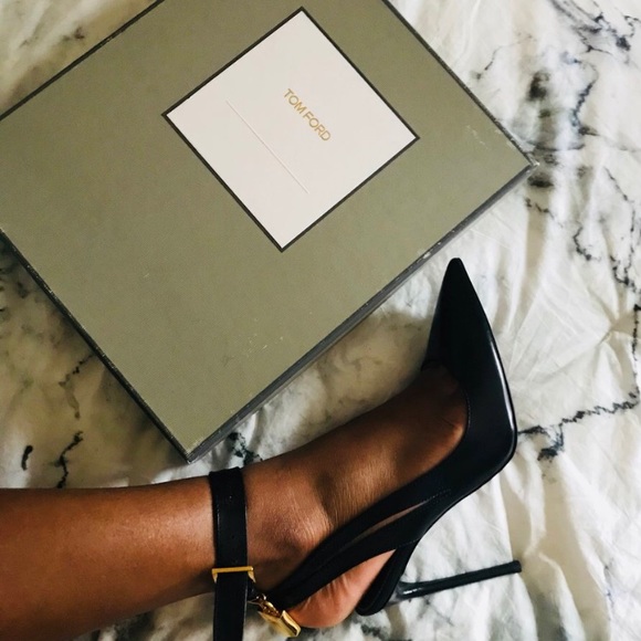 Tom Ford Padlock Wraparound ankle strap pumps